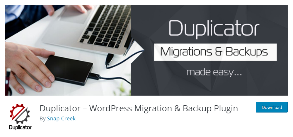 Duplicator backup and migration plugin