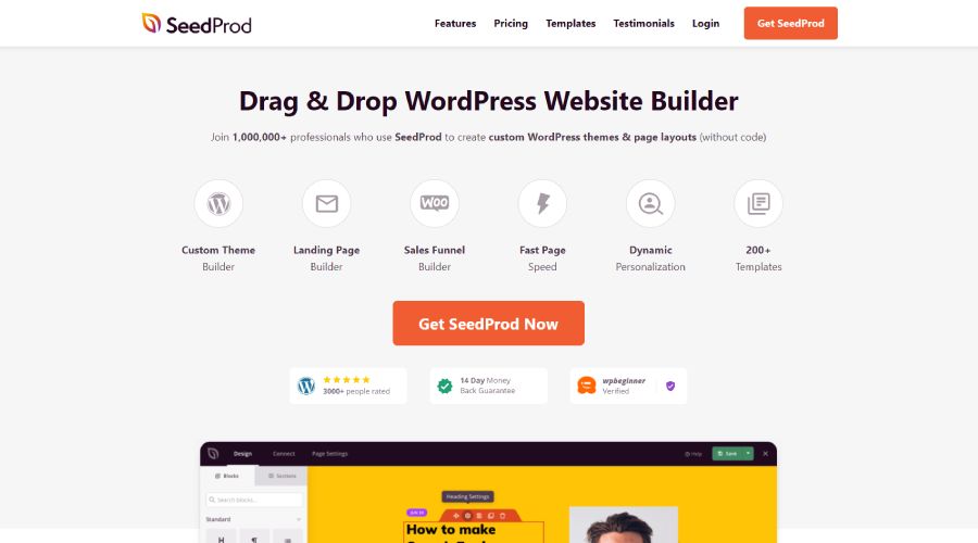 SeedProd page builder for wordpress