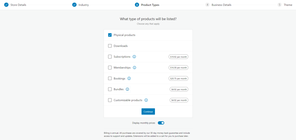 Select WooCommerce product type