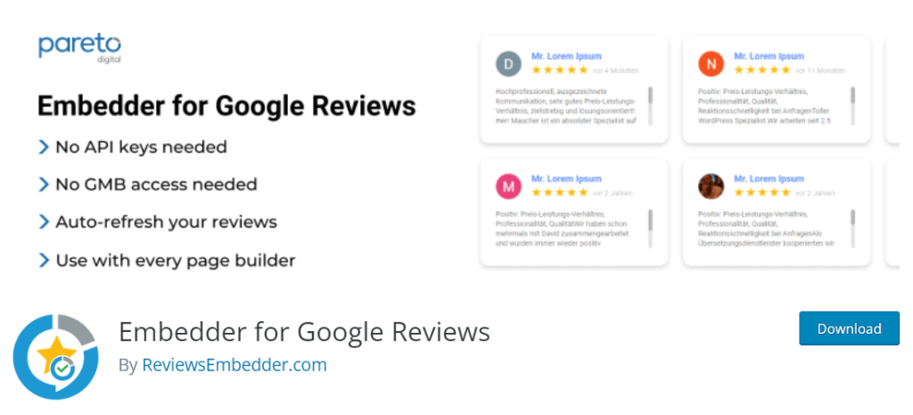 Embedder for Google Reviews