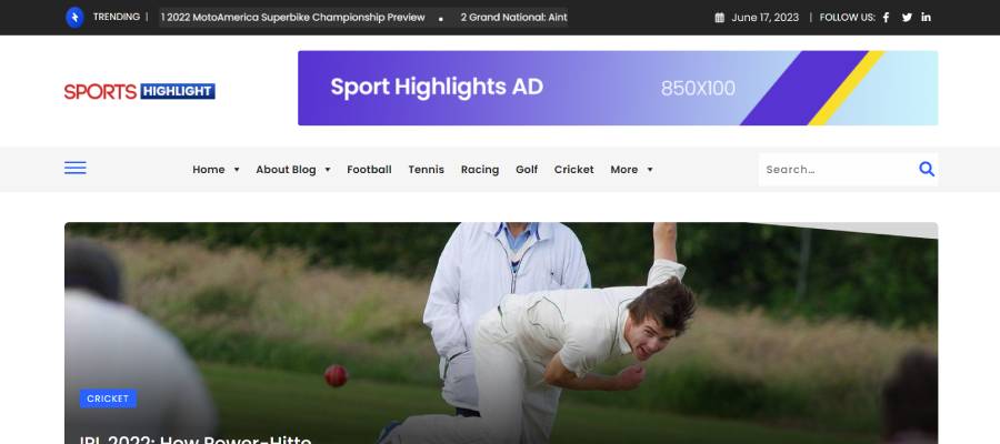 Sports Highlight wordpress sports theme