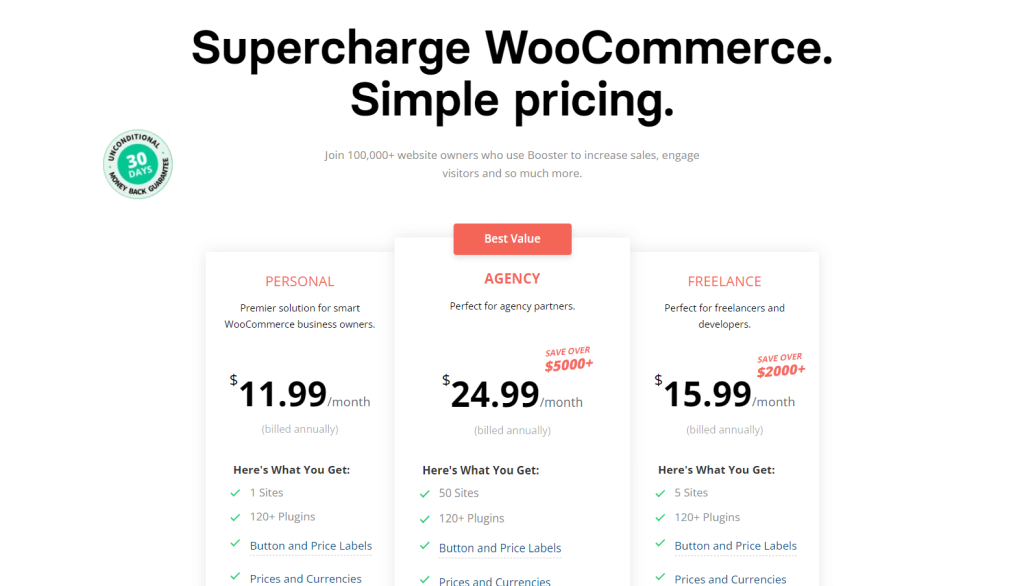 booster for woocommerce pricing plan