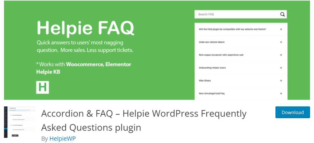 Helpie WordPress Accordion and FAQ